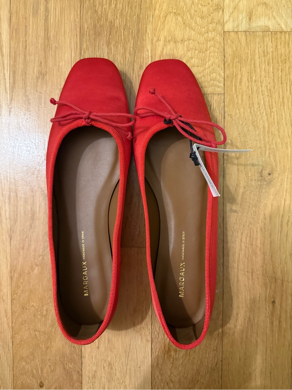 Margaux Fonteyn Ballet Flats Red Poppy Satin Bow 8.5